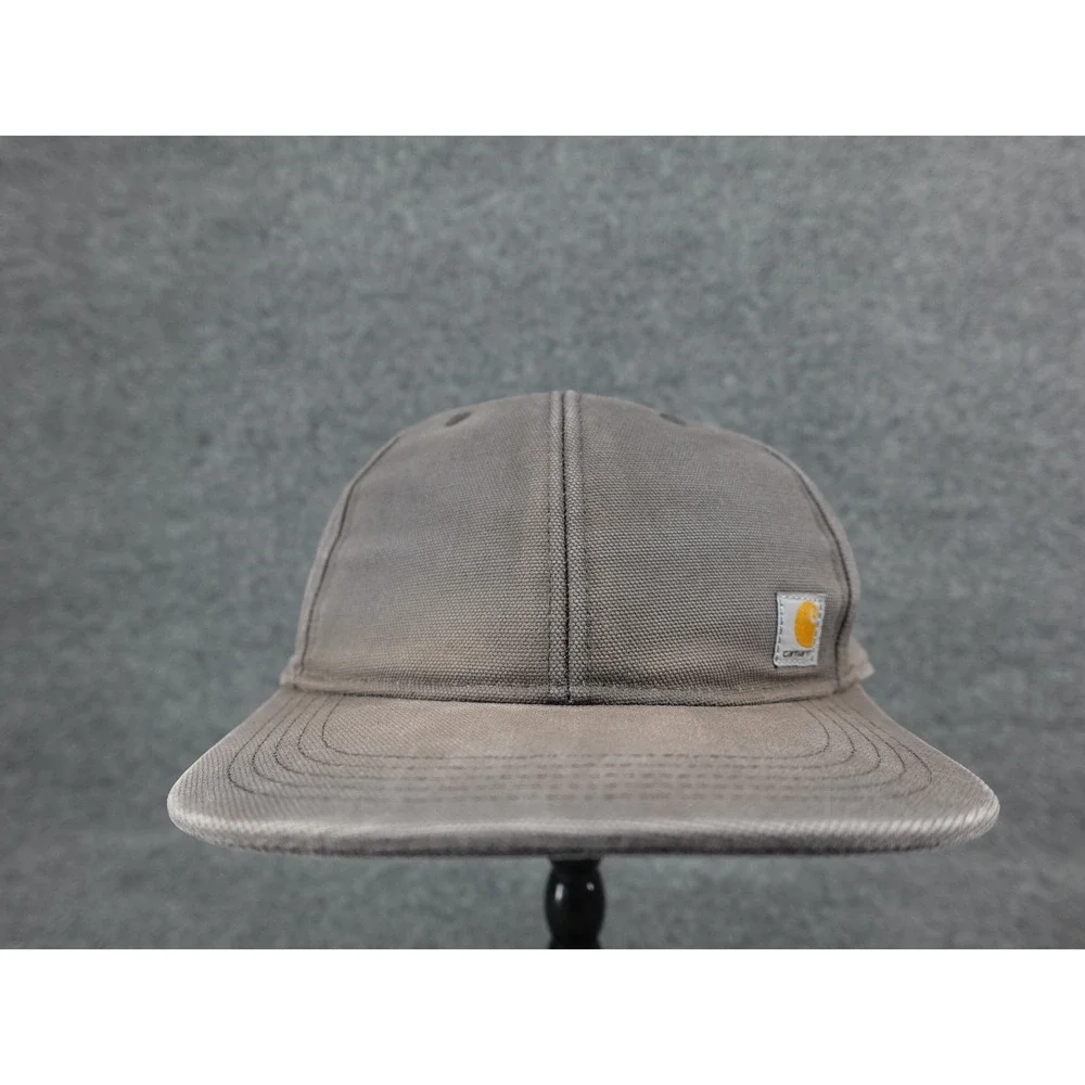 Carhartt Snapback Hat Mens OSFM Gray Faded Canvas Workwear Logo Cap